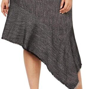 Anne Klein Gray Asymmetrical Midi Skirt | Spring Office Chic Size 14